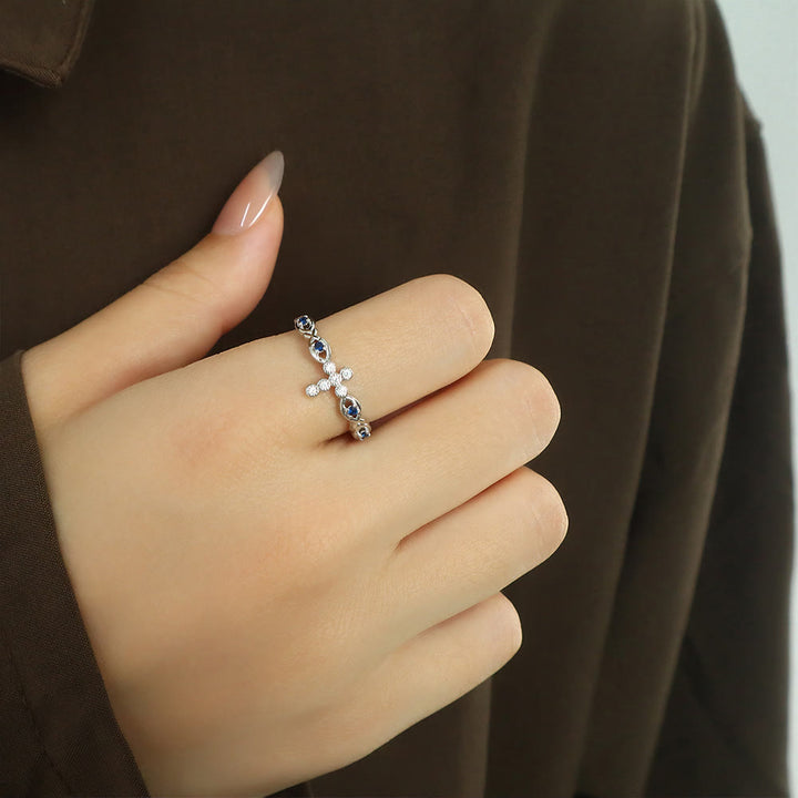 Christianartworkshop Dainty Cross Ring with Blue Zircon Accents: A Symbol of Faith and Serenity - image 2