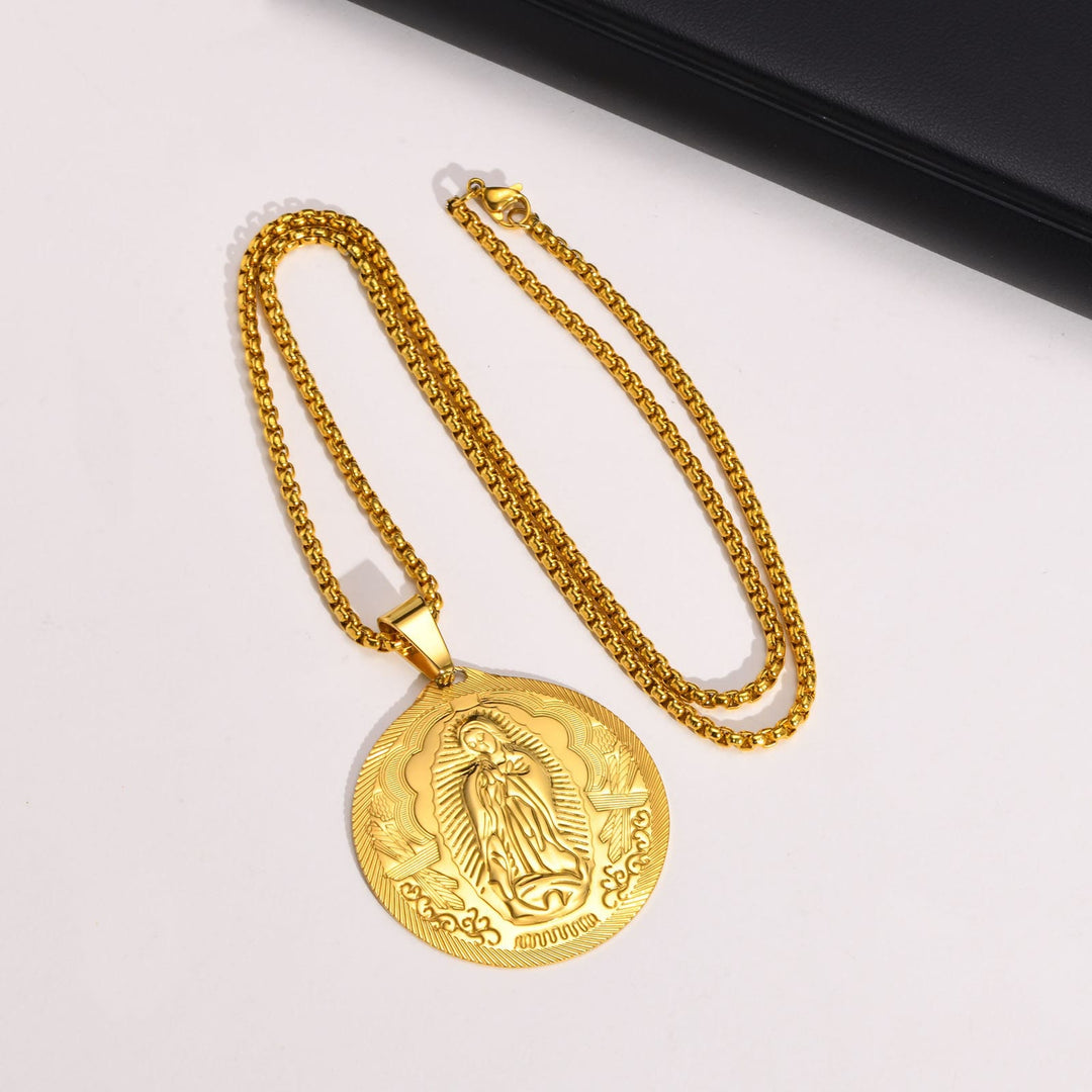 Christianartworkshop Our Lady of Guadalupe Pendant Necklace in Three Finishes: A Symbol of Marian Grace - Golden - image 3