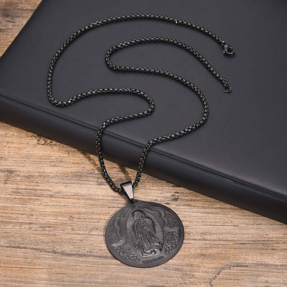 Christianartworkshop Our Lady of Guadalupe Pendant Necklace in Three Finishes: A Symbol of Marian Grace - Black - image 1