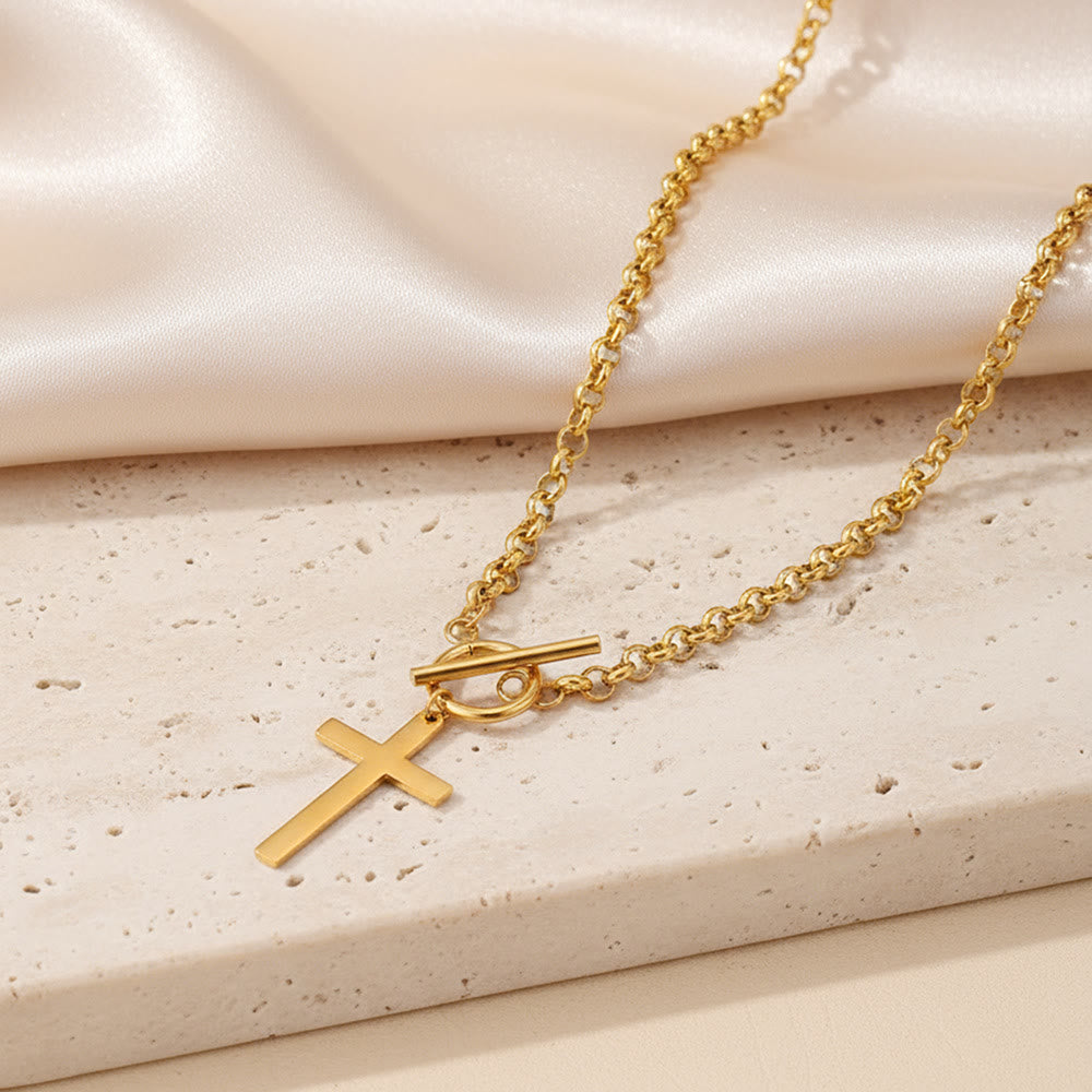 Christianartworkshop Sleek Cross Necklace with Toggle Clasp and Rolo Chain: A Reminder of Divine Grace - image 4