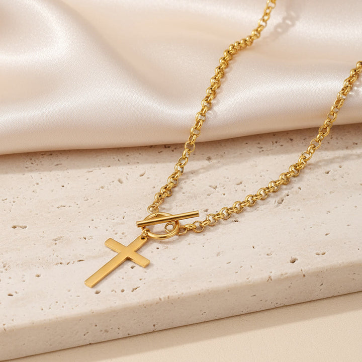 FREE Today: Sleek Cross Necklace with Toggle Clasp and Rolo Chain: A Reminder of Divine Grace - image 4