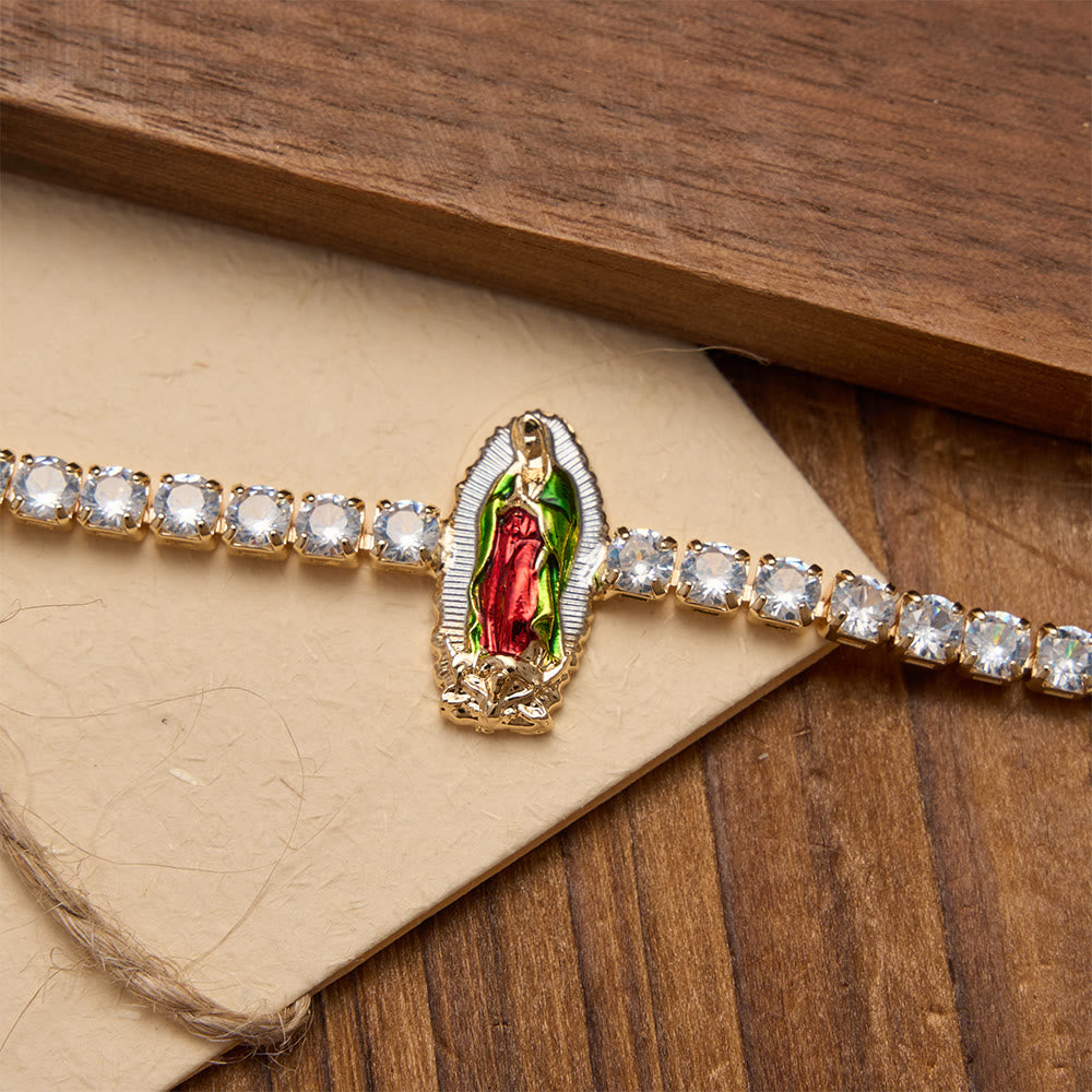 Christianartworkshop Sparkling Zircon Tennis Bracelet with St. Jude, St. Benedict, and Our Lady Motifs: A Reminder of Heavenly Grace - image 7
