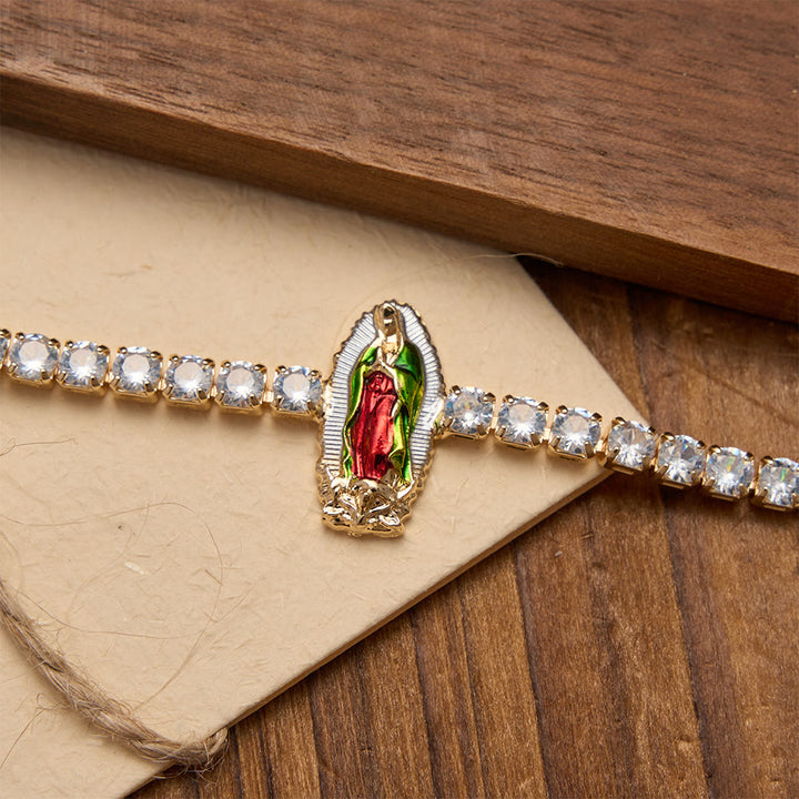 Christianartworkshop Sparkling Zircon Tennis Bracelet with St. Jude, St. Benedict, and Our Lady Motifs: A Reminder of Heavenly Grace - image 7