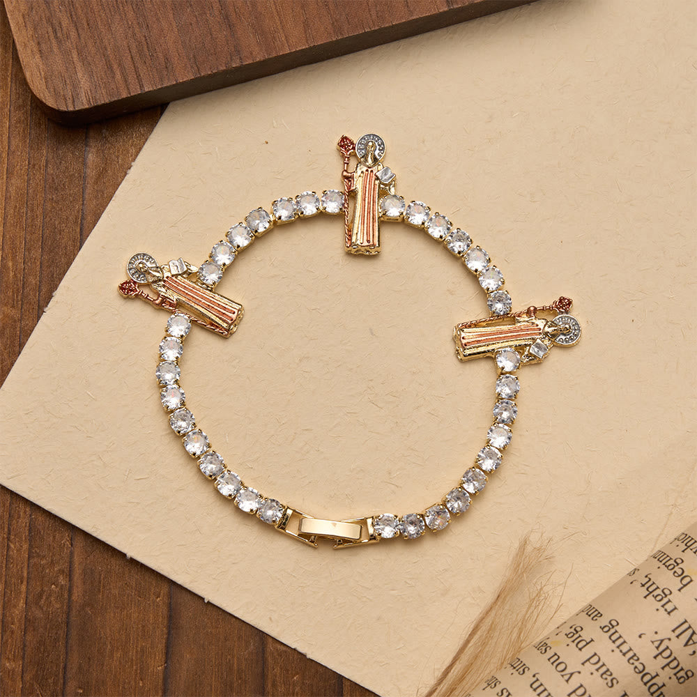 FREE Today: Sparkling Zircon Tennis Bracelet with St. Jude, St. Benedict, and Our Lady Motifs: A Reminder of Heavenly Grace - image 15
