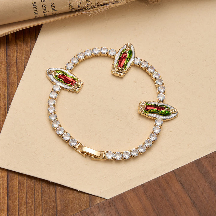 FREE Today: Sparkling Zircon Tennis Bracelet with St. Jude, St. Benedict, and Our Lady Motifs: A Reminder of Heavenly Grace - Our Lady - image 4