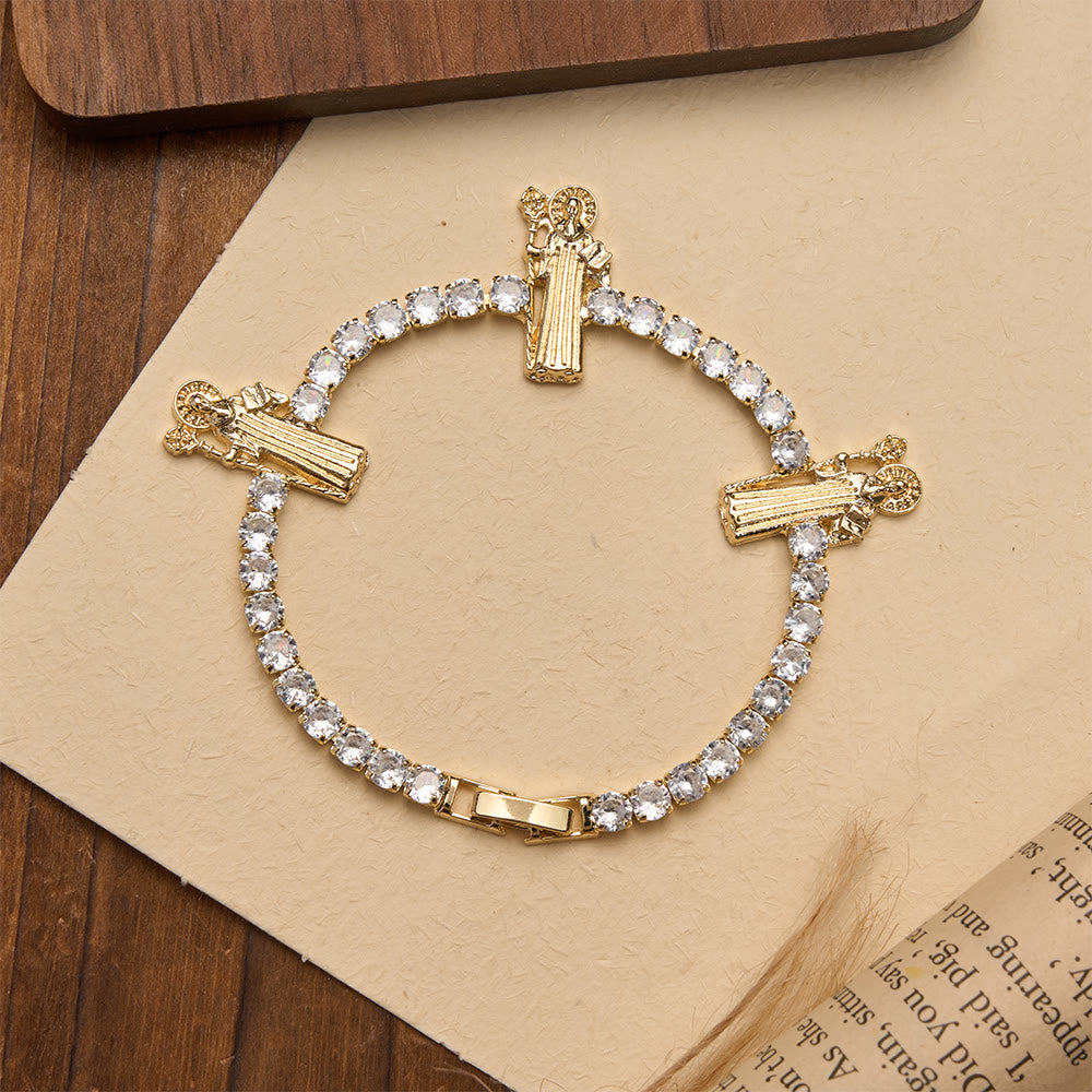 Christianartworkshop Sparkling Zircon Tennis Bracelet with St. Jude, St. Benedict, and Our Lady Motifs: A Reminder of Heavenly Grace - image 13