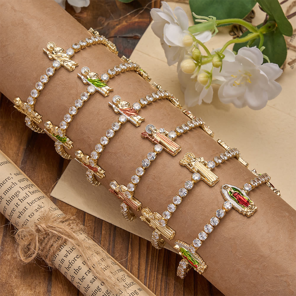 FREE Today: Sparkling Zircon Tennis Bracelet with St. Jude, St. Benedict, and Our Lady Motifs: A Reminder of Heavenly Grace - image 0