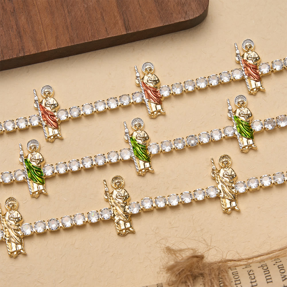 FREE Today: Sparkling Zircon Tennis Bracelet with St. Jude, St. Benedict, and Our Lady Motifs: A Reminder of Heavenly Grace - image 1