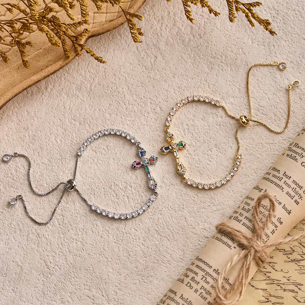 Christianartworkshop Adjustable Tennis Bracelet with Colorful Zircon Cross Charm: A Symbol of Vibrant Faith - image 3