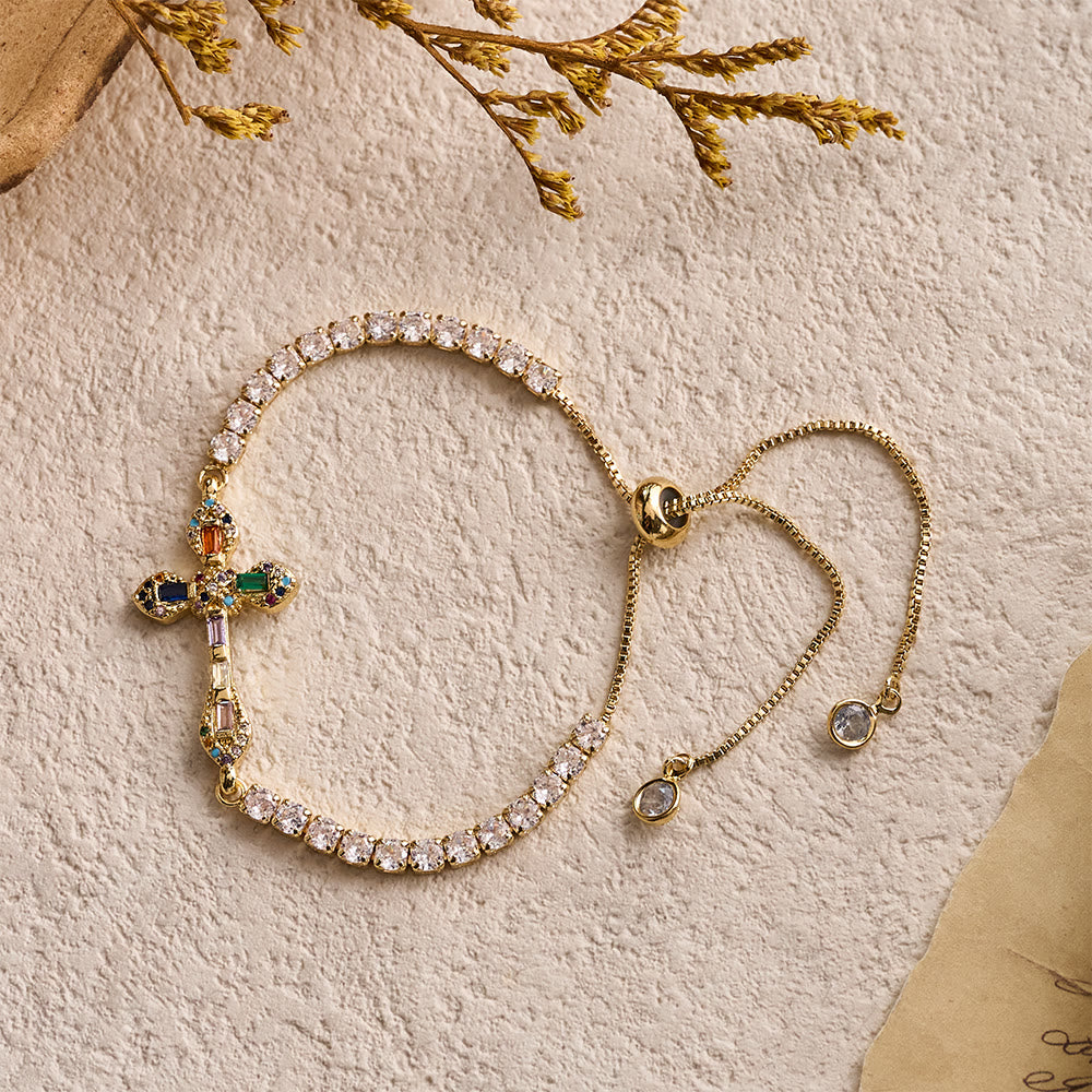 FREE Today: Adjustable Tennis Bracelet with Colorful Zircon Cross Charm: A Symbol of Vibrant Faith - image 5