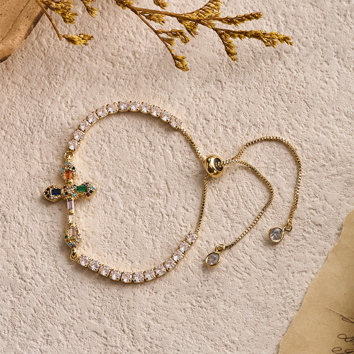 FREE Today: Adjustable Tennis Bracelet with Colorful Zircon Cross Charm: A Symbol of Vibrant Faith - image 5