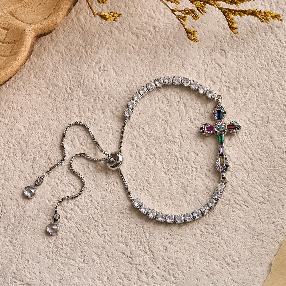 FREE Today: Adjustable Tennis Bracelet with Colorful Zircon Cross Charm: A Symbol of Vibrant Faith - image 7