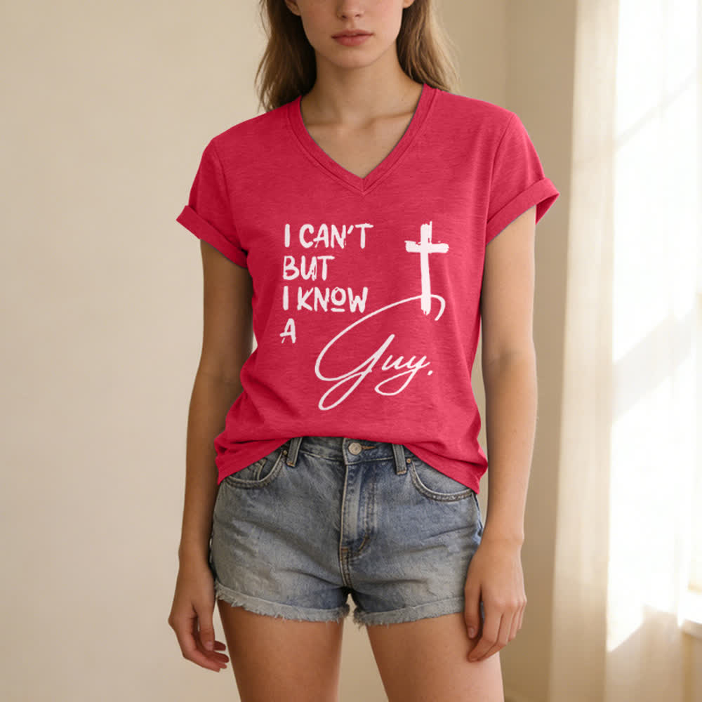 Christianartworkshop I Can't But I Know A Guy Print V-Neck T-shirt - image 21