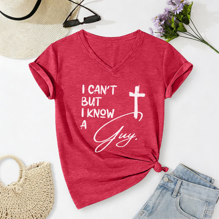 Christianartworkshop I Can't But I Know A Guy Print V-Neck T-shirt - Red - 2XL - image 20