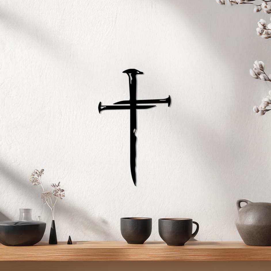 Christianartworkshop Nailed Cross Metal Wall Decor: A Testament of Redemption and Love - image 1