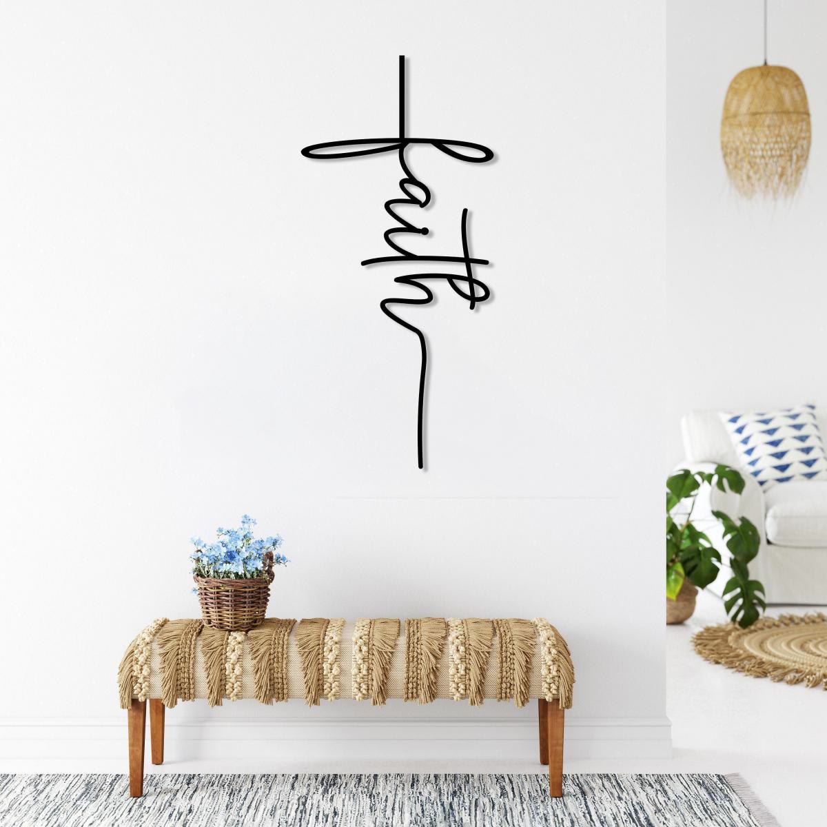 Christianartworkshop Faith Script Cross Metal Wall Decor: A Modern Sta ...
