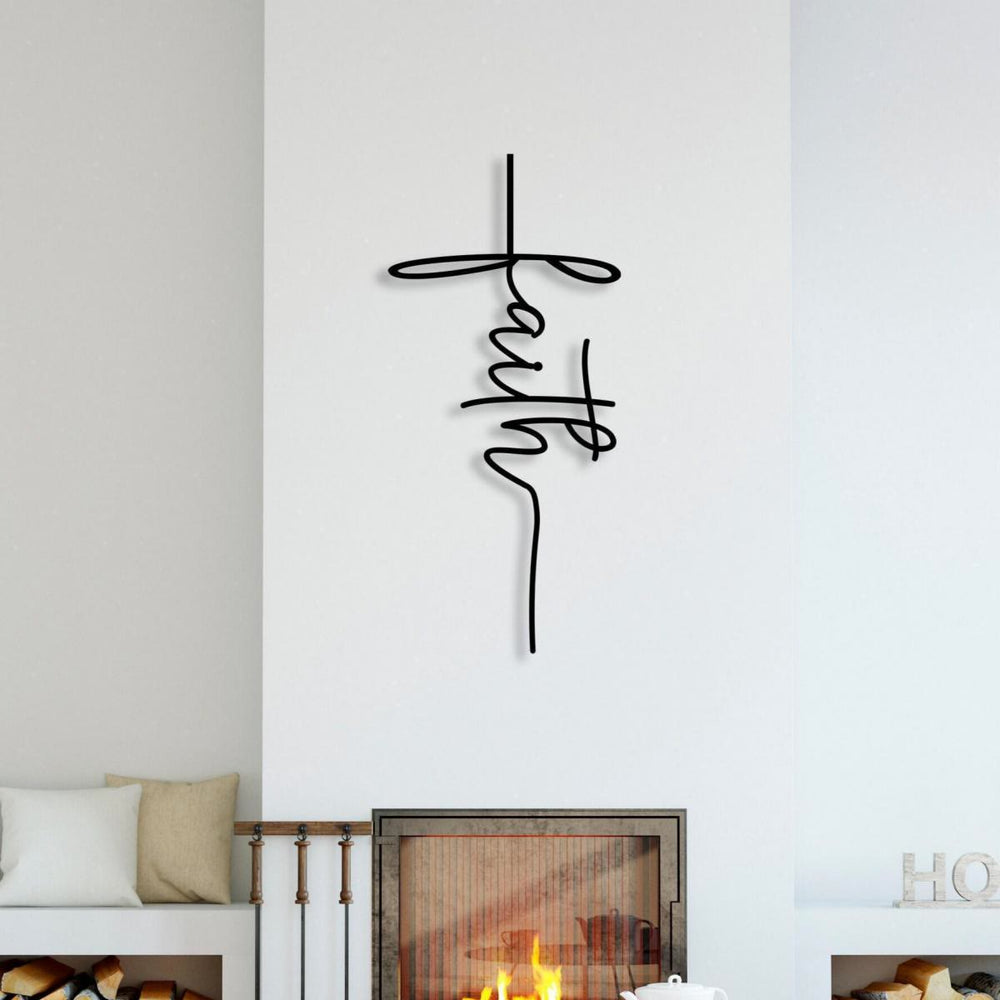Scripted Cross Christianartworkshop Faith Script Cross Metal Wall Decor: A Modern Sta ...