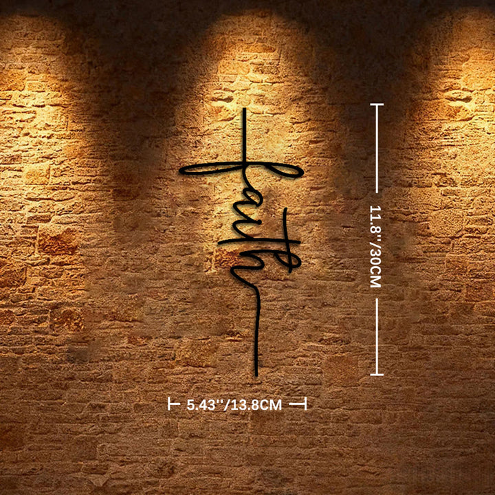 Christianartworkshop Faith Script Cross Metal Wall Decor: A Modern Statement of Belief - 11.8''*5.43''*0.04''/30cm*13.8cm*0.1cm - image 5
