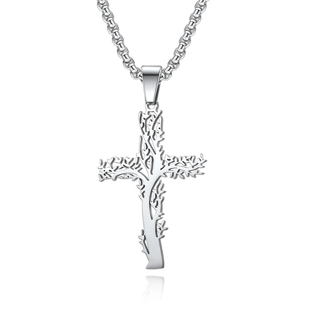 Christianartworkshop Tree of Life Cross Pendant Necklace in Three Finishes: A Symbol of Faith and Growth - Silver - image 3