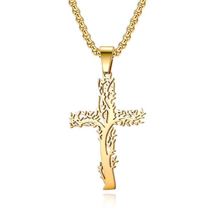 Christianartworkshop Tree of Life Cross Pendant Necklace in Three Finishes: A Symbol of Faith and Growth - Golden - image 2