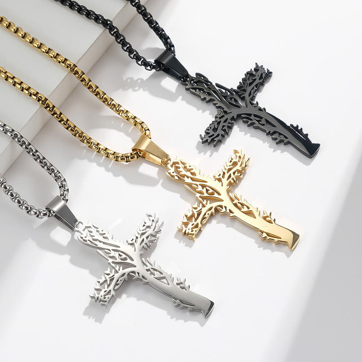 Christianartworkshop Tree of Life Cross Pendant Necklace in Three Finishes: A Symbol of Faith and Growth - image 0
