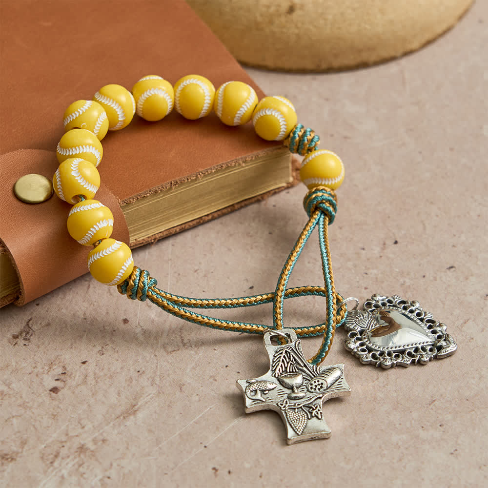 FREE Today: Baseball Bead Pocket Rosary with Sacred Heart & Eucharist Cross - Sacred Heart & Eucharist Cross - image 0