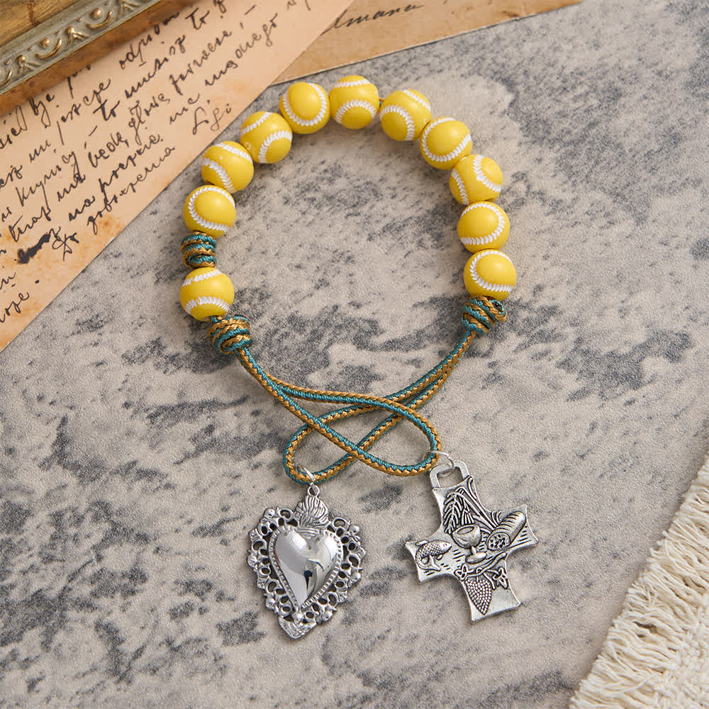 FREE Today: Baseball Bead Pocket Rosary with Sacred Heart & Eucharist Cross - image 3