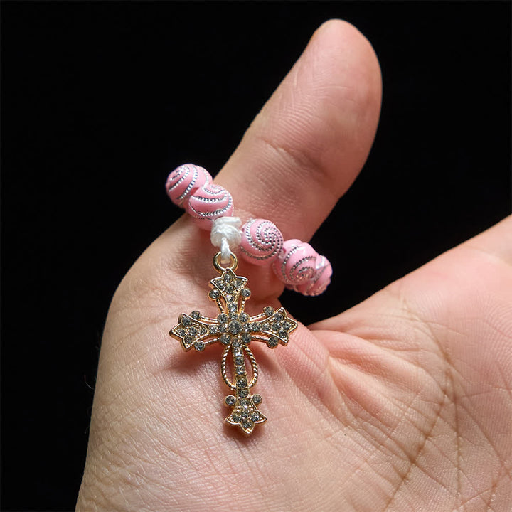 Christianartworkshop Sparkly Pink Swirl Finger Rosary: Tiny Devotion with Sparkle - image 1