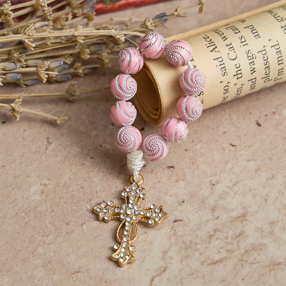 Christianartworkshop Sparkly Pink Swirl Finger Rosary: Tiny Devotion with Sparkle - image 2