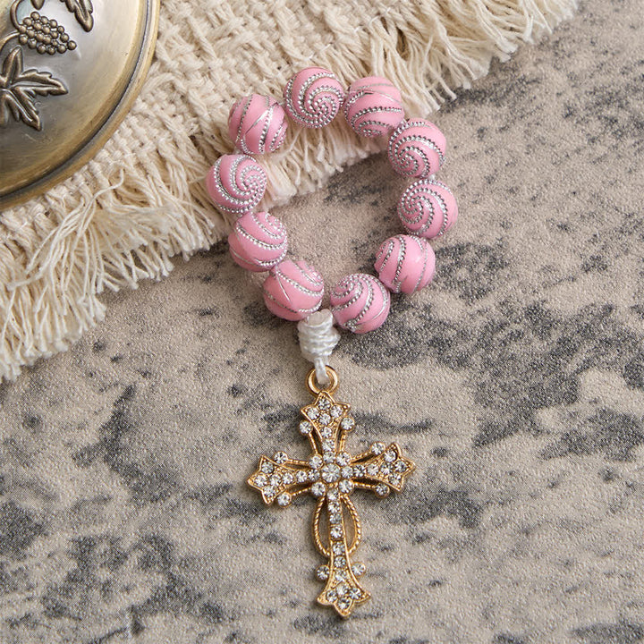 Christianartworkshop Sparkly Pink Swirl Finger Rosary: Tiny Devotion with Sparkle - image 3