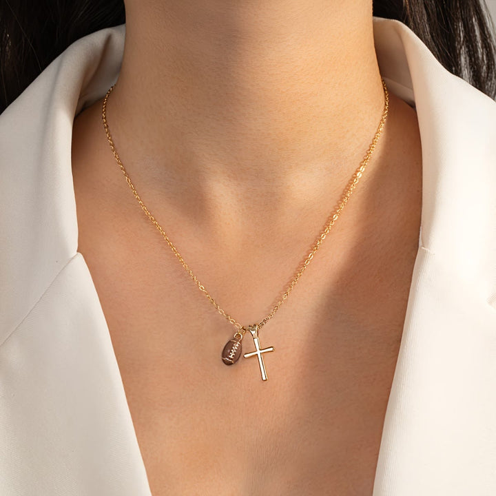 Christianartworkshop Sport Ball & Cross Pendant Necklace with Philippians 4:13 Verse: A Symbol of Faith and Athletic Strength - image 2