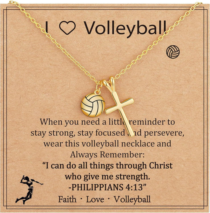 Christianartworkshop Sport Ball & Cross Pendant Necklace with Philippians 4:13 Verse: A Symbol of Faith and Athletic Strength - Volleyball - image 4