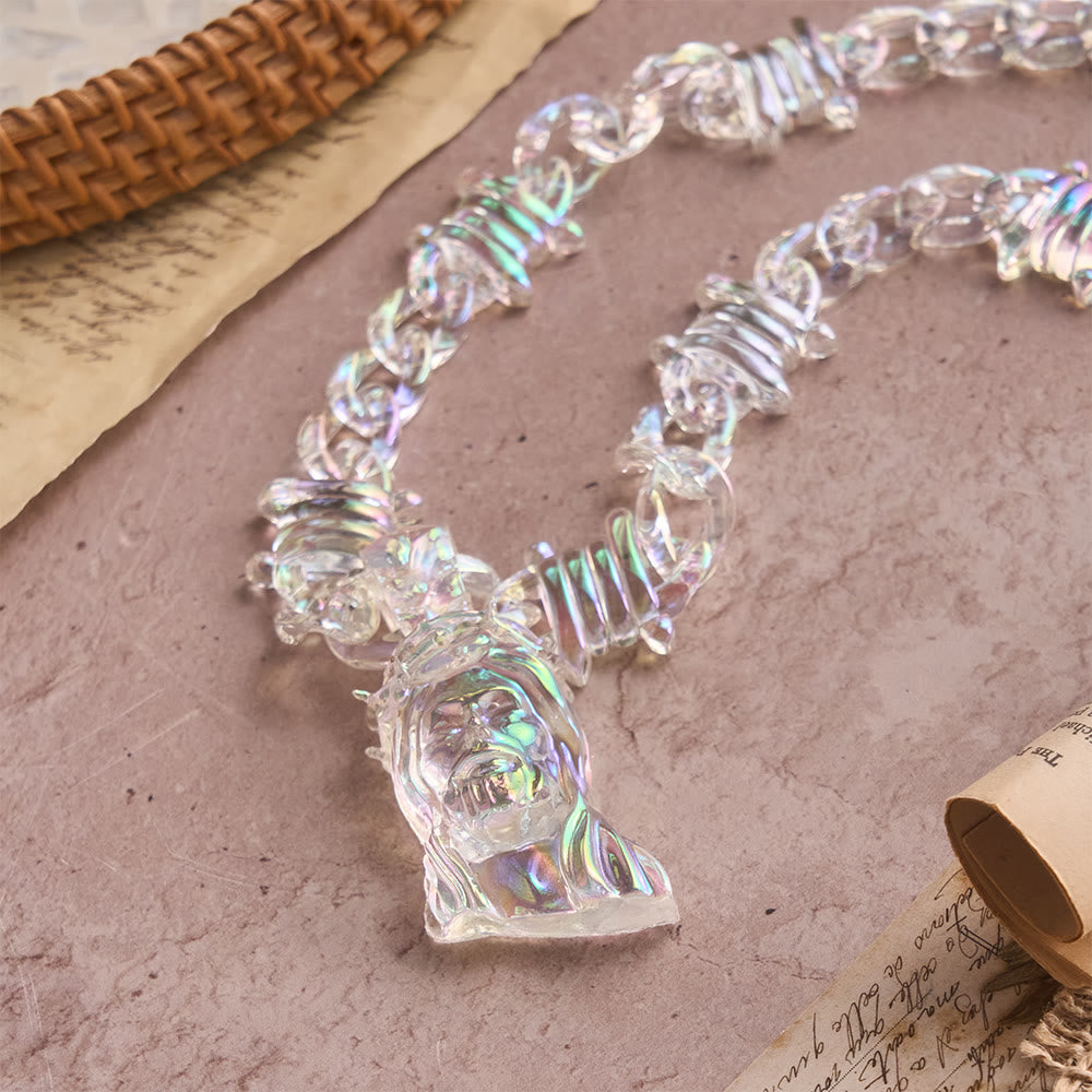 Christianartworkshop Bold Iridescent Acrylic Jesus Necklace with Chunky Spiked Chain: A Daily Symbol of Strength and Hope - image 4