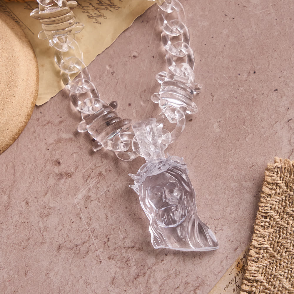 Christianartworkshop Bold Iridescent Acrylic Jesus Necklace with Chunky Spiked Chain: A Daily Symbol of Strength and Hope - image 10
