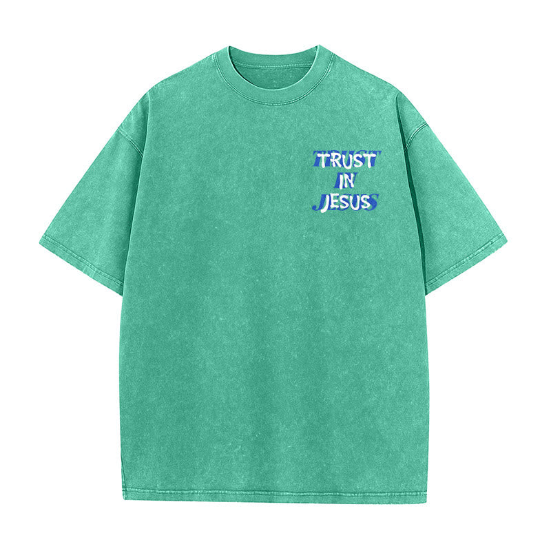 Christianartworkshop Trust In Jesus Psalm 37 5 Front And Back Print Washed Unisex T-Shirt - image 11