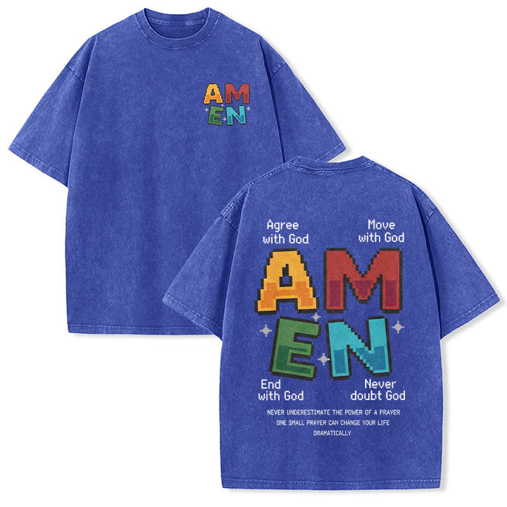 Christianartworkshop Amen Pixel Art Agree Move End Never Acronym Front And Back Print Washed T-Shirt - Blue - 5XL - image 21