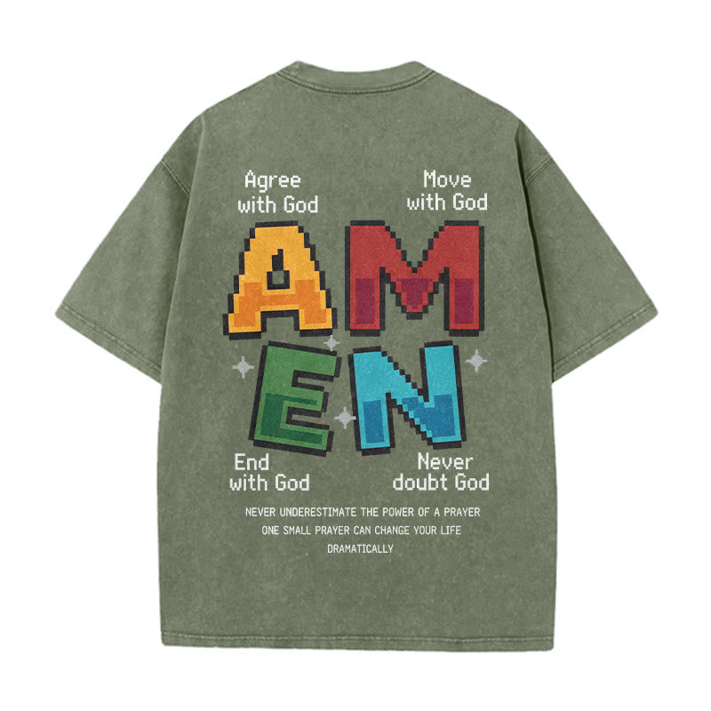 Christianartworkshop Amen Pixel Art Agree Move End Never Acronym Front And Back Print Washed T-Shirt - image 11