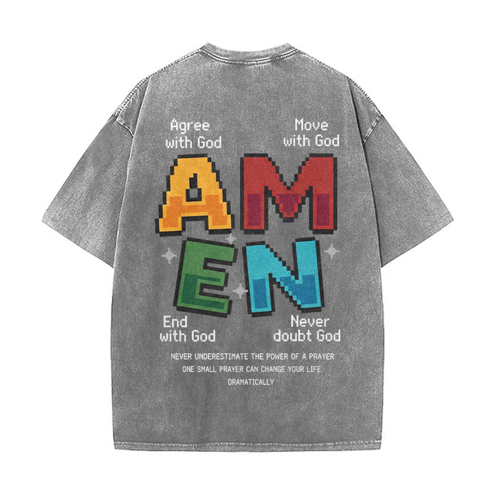 Christianartworkshop Amen Pixel Art Agree Move End Never Acronym Front And Back Print Washed T-Shirt - image 26