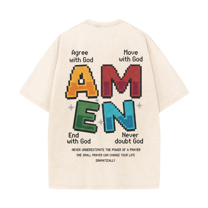 Christianartworkshop Amen Pixel Art Agree Move End Never Acronym Front And Back Print Washed T-Shirt - image 5