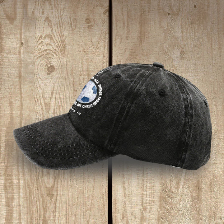 Christianartworkshop I Can Do All Things Through Christ Soccer Philippians 4 13 Washed Baseball Cap - image 2