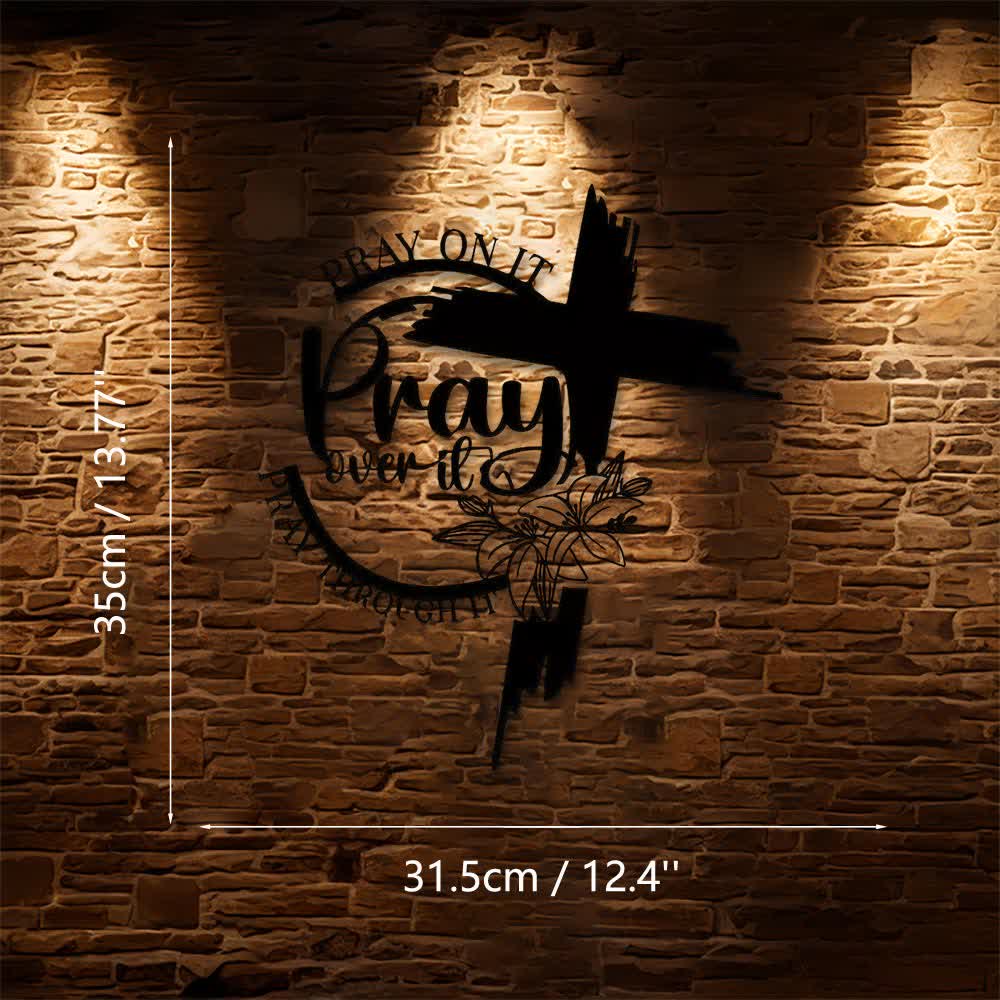 Christianartworkshop Modern Style Pray Over It Quote Inspirational Metal Wall Decor - Black - 12.4"*13.77"0.04"/31.5*35*0.1cm - image 7