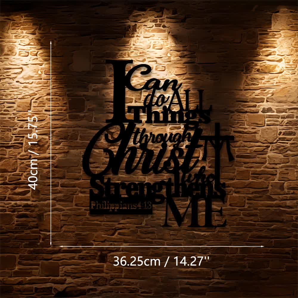 Christian Metal Wall Decor - Philippians 4:13 Inspirational