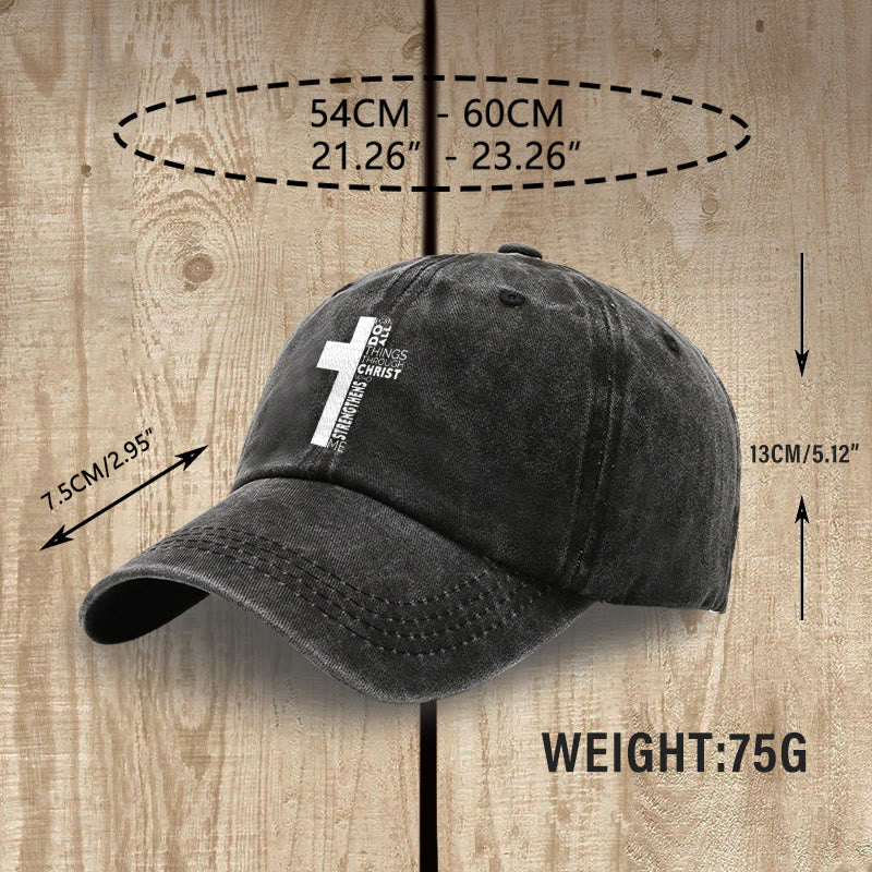 Christianartworkshop I Can Do All Things Through Christ Cross Shaped Scripture Washed Baseball Cap - image 4