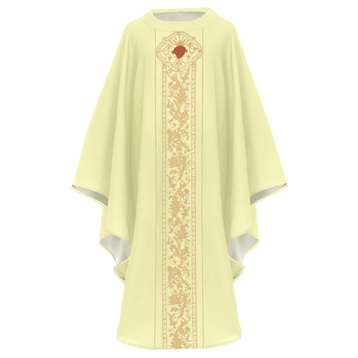 Christianartworkshop Chasuble With Sacred Heart Crest And Floral Vine Embroidery Chasuble - image 7