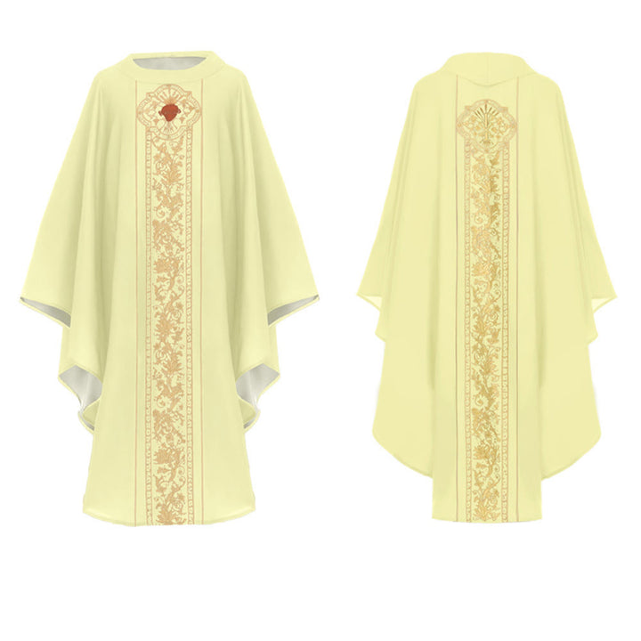 Christianartworkshop Chasuble With Sacred Heart Crest And Floral Vine Embroidery Chasuble - image 8
