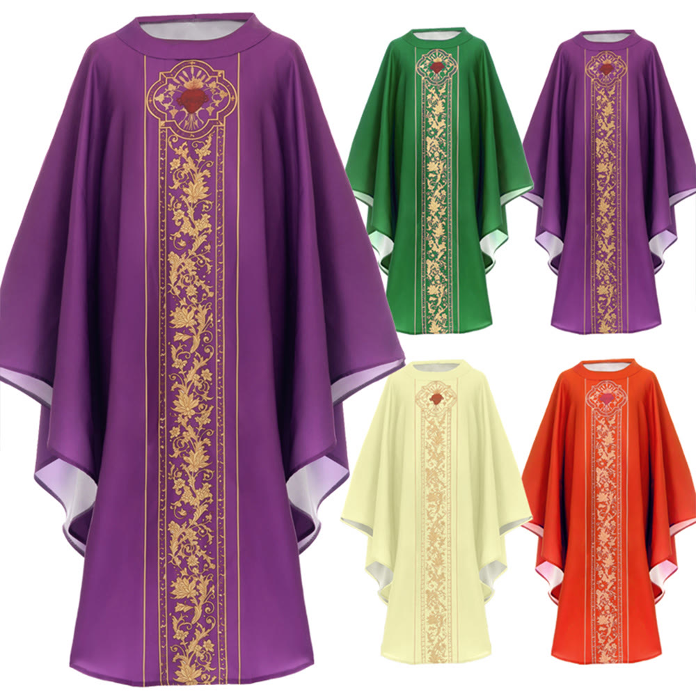 Christianartworkshop Chasuble With Sacred Heart Crest And Floral Vine Embroidery Chasuble - image 16