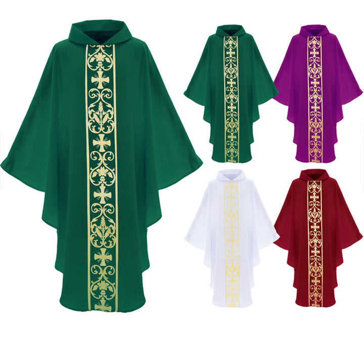 Christianartworkshop Elegant Chasuble With Central Cross, Floral Vine And Wheat Embroidery Chasuble - image 9