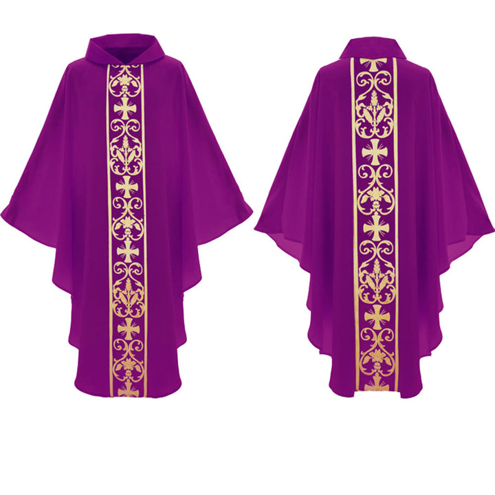 Christianartworkshop Elegant Chasuble With Central Cross, Floral Vine And Wheat Embroidery Chasuble - image 15