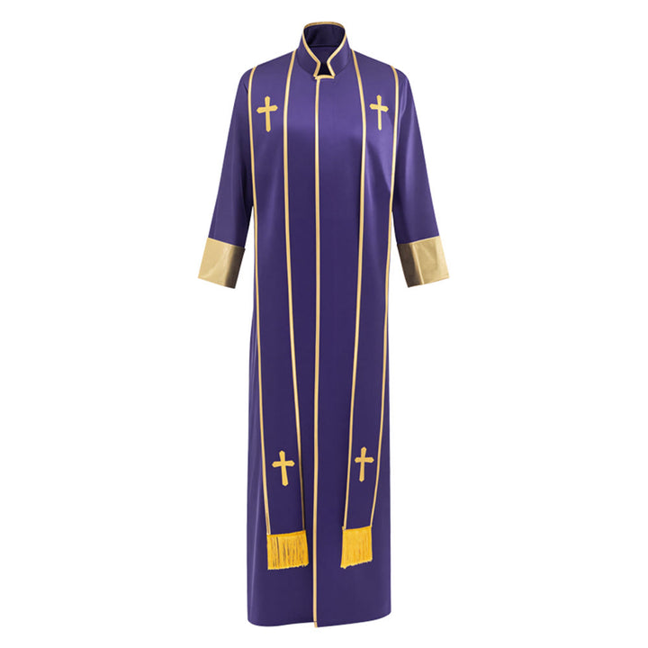 Christianartworkshop Traditional Pastor Robe With Vertical Cross Accents And Sleeve Trim Clergy Robe - image 19