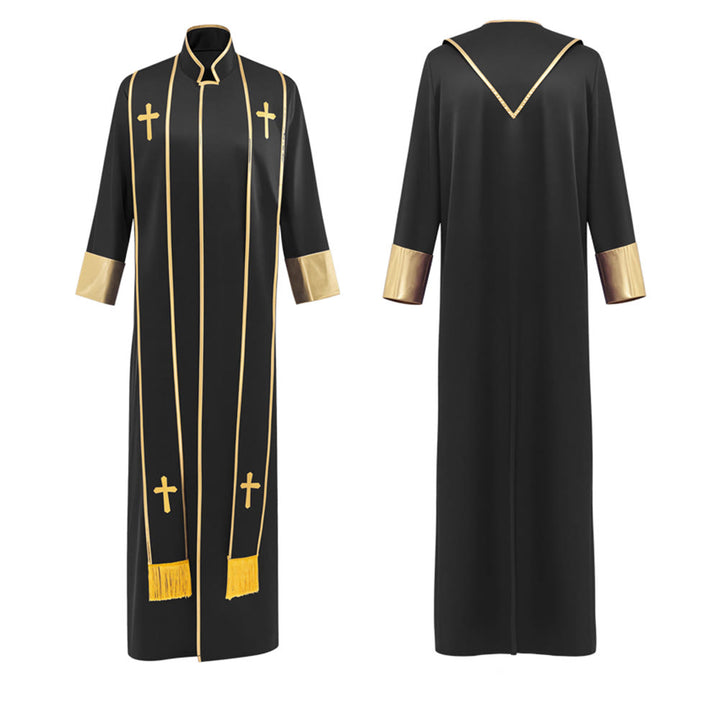 Christianartworkshop Traditional Pastor Robe With Vertical Cross Accents And Sleeve Trim Clergy Robe - image 8